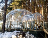 Надувная полностью прозрачная палатка "Баббл" диаметром 5,0 м с каркасным тамбуром входа и технической зоной