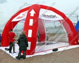 Мобильный четырехопорный шатер "MINSK" со съемными прозрачными стенками. Габаритный размер 6,0х6,0х4,0м