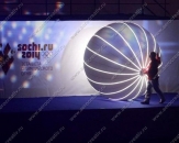 Надувная конструкция "Светящийся шар" , диаметром 2,5м, для оформления закрытия эстафеты Олимпийского огня в Москве