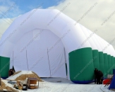 Надувная ПНЕВМОПАНЕЛЬНАЯ палатка, используется в качестве склада сельскохозяйственных продуктов. Габаритные размеры 20,5х15,0м