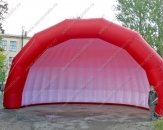 Надувной сценический навес "Ракушка красно-белая". Габаритный (внешний) размер 10,0х6,0х6,0м