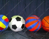 Надувные большие мячи диаметром 1,5м: волейбольный, футбольный, полосатый и баскетбольный