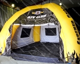 Надувной четырехопорный шатер "Проходимец" с габаритными размерами 6,0х6,0х4,0м. Оснащен прозрачными окнами и поднимающимися стенками (теги: шатры, proxodimec)