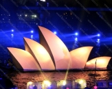 Надувная конструкция "Сиднейская опера". Управление внутренней подсветкой с центрального пульта по радиоканалу (теги: здание, башня)