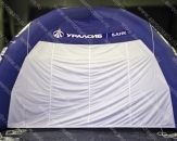 Надувной четырехопорный шатер "Уралсиб банк" с габаритными размерами 5,0х5,0х3,0м