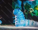 Надувной костюм "Гусеница Абсолем" с максимальным размером 3,0м. Используются в качестве декораций в ледовом шоу "Алиса в стране чудес", оператор передвигается на коньках