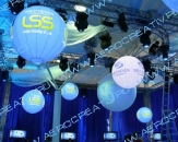 Пневмоконструкции "Воздушный шар" с подсветкой и "Аэрофонтан". Оформление праздничного промо-мероприятия "Стереолето".