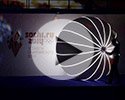 Надувная конструкция "Светящийся шар" , диаметром 2,5м, для оформления закрытия эстафеты Олимпийского огня в Москве